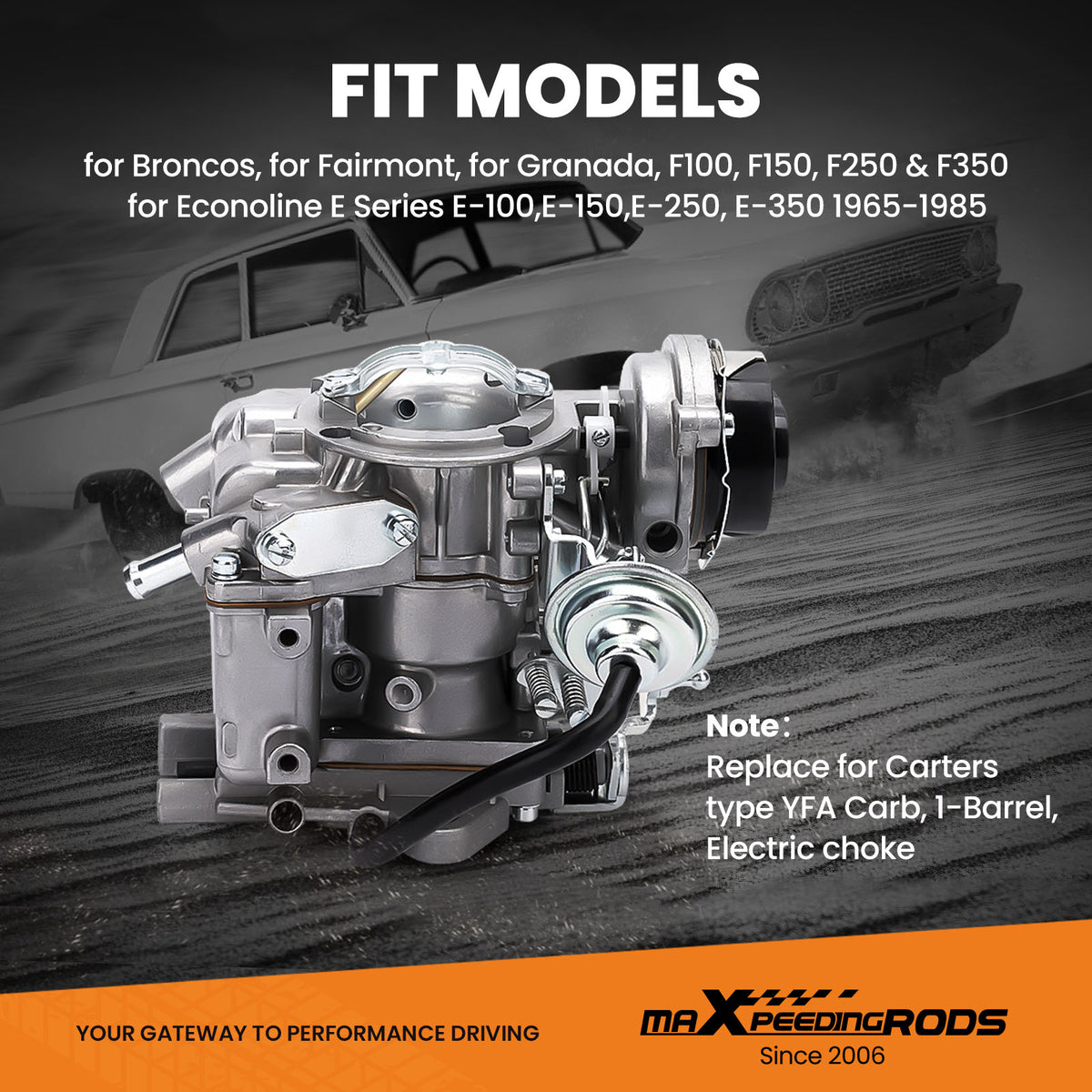 Carburetor Compatible For Ford F100 F150 4.9 L 300 Cu 4.1 L 250 Cu 3.3 L 200 Cu 1-Barrel