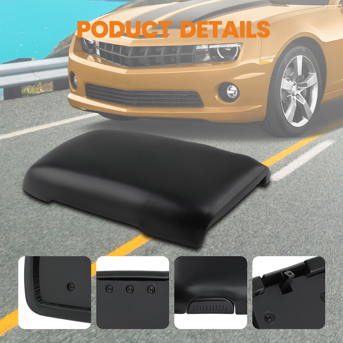Console Door Lid Armrest FitFor compatible For Camaro / Firebird 1997-02 10421355 Black New