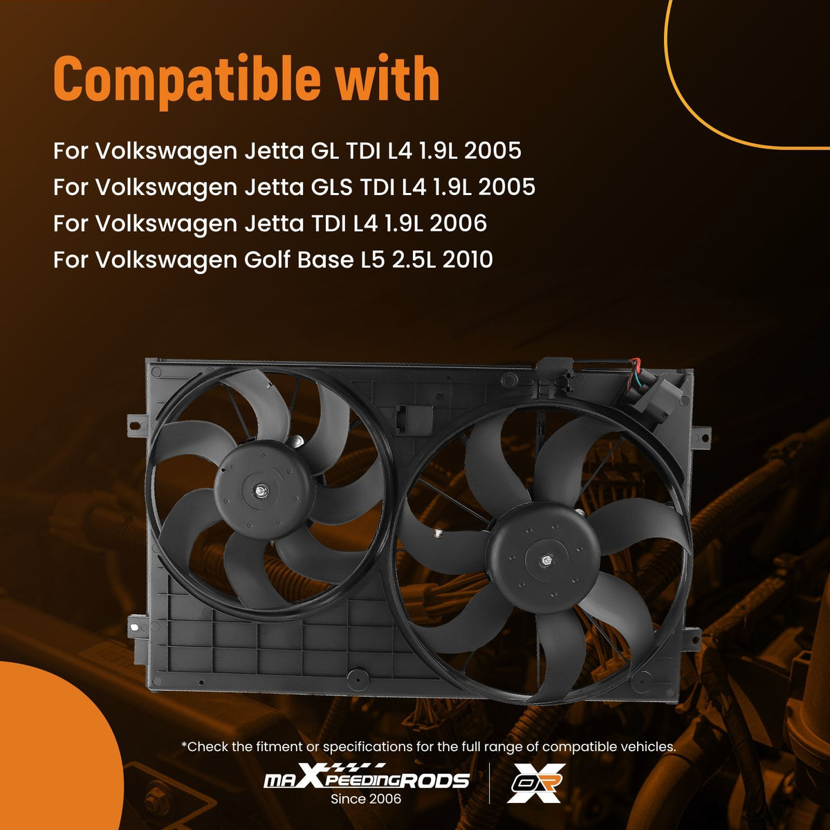 Cooling Fan compatible For Volkswagen Jetta/Compatible For Golf/Rabbit 1.9L/2.5L 1K0959455ET 1K0959455N