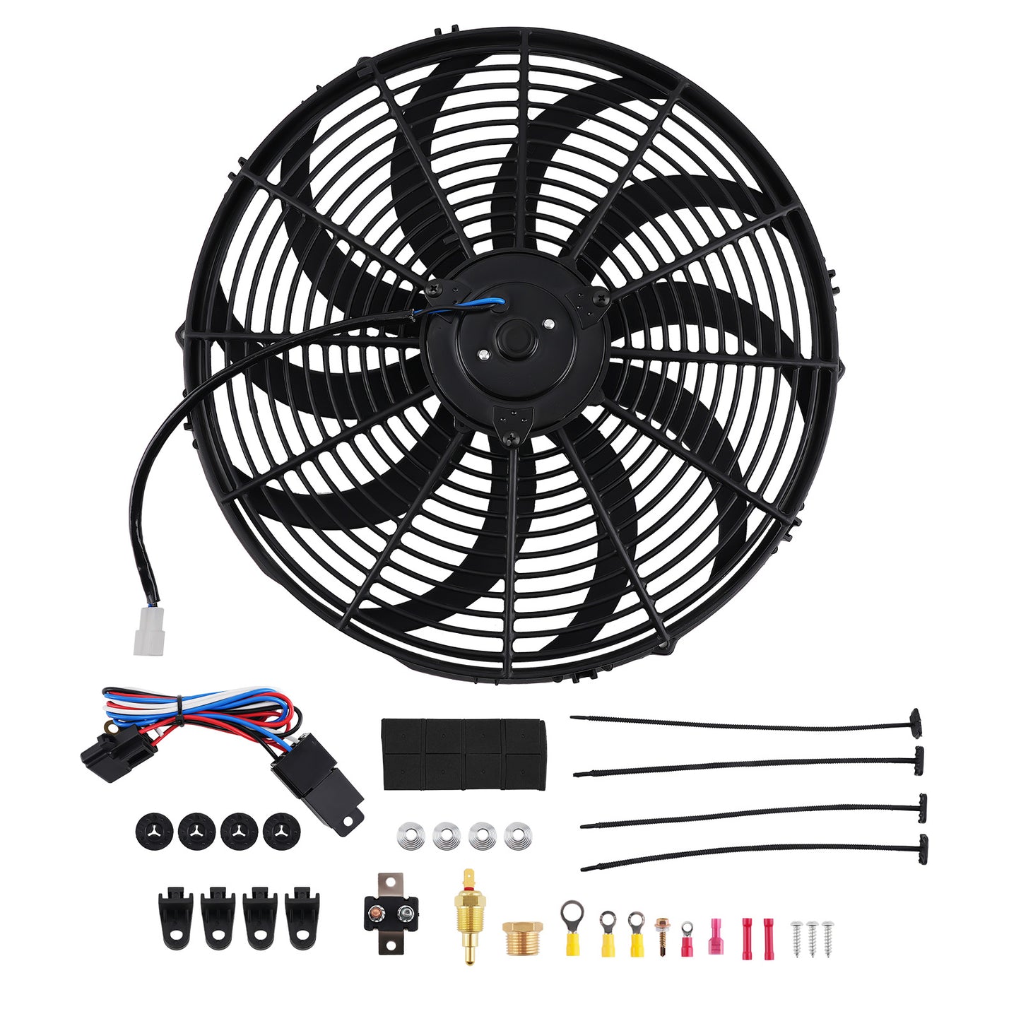 16 inch Push Pull Fan For Universal Radiator Cooling System 2250RPM Black