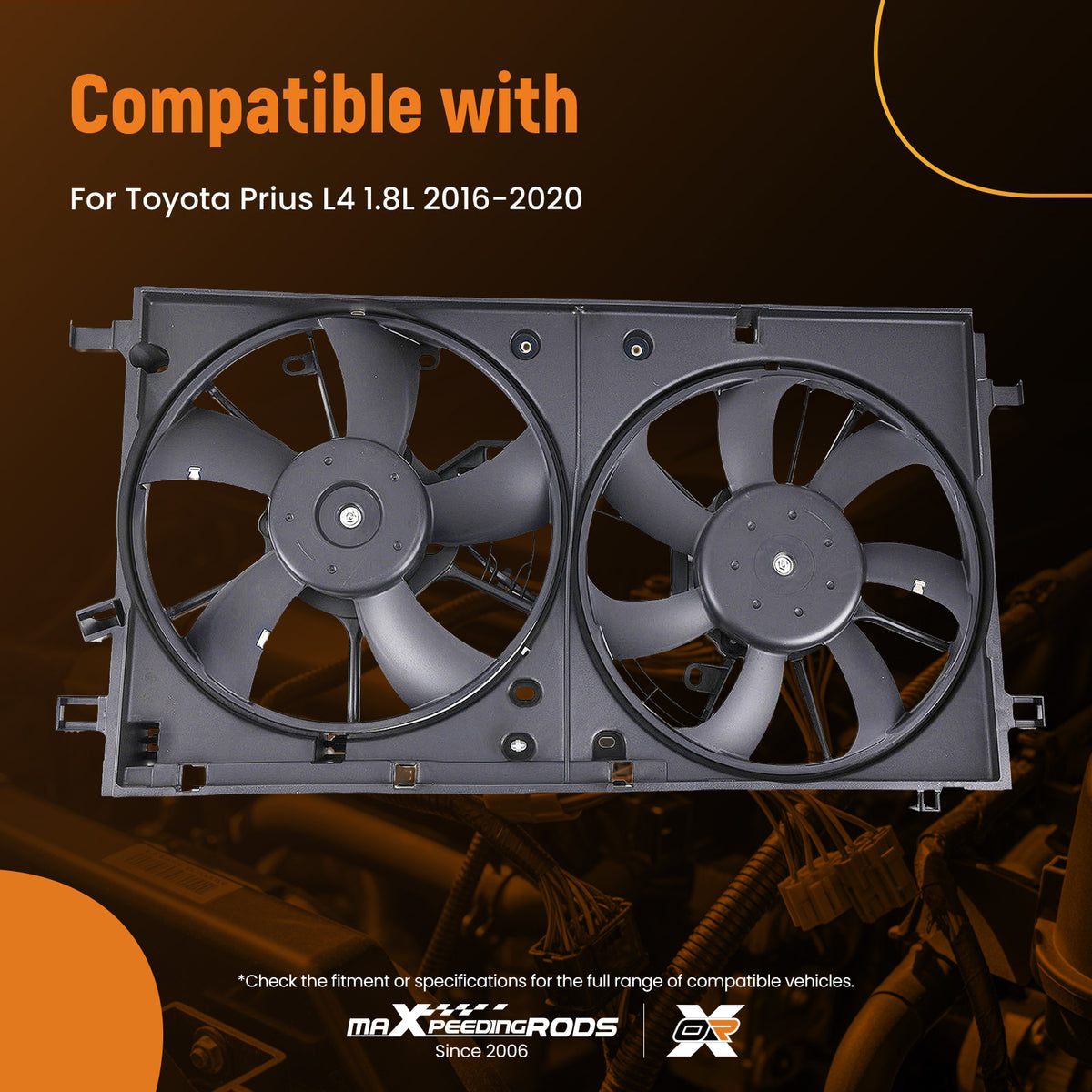 Electric Radiator Cooling Fan compatible For Toyota Prius 1.8L 16-20 1636137060 1636137070