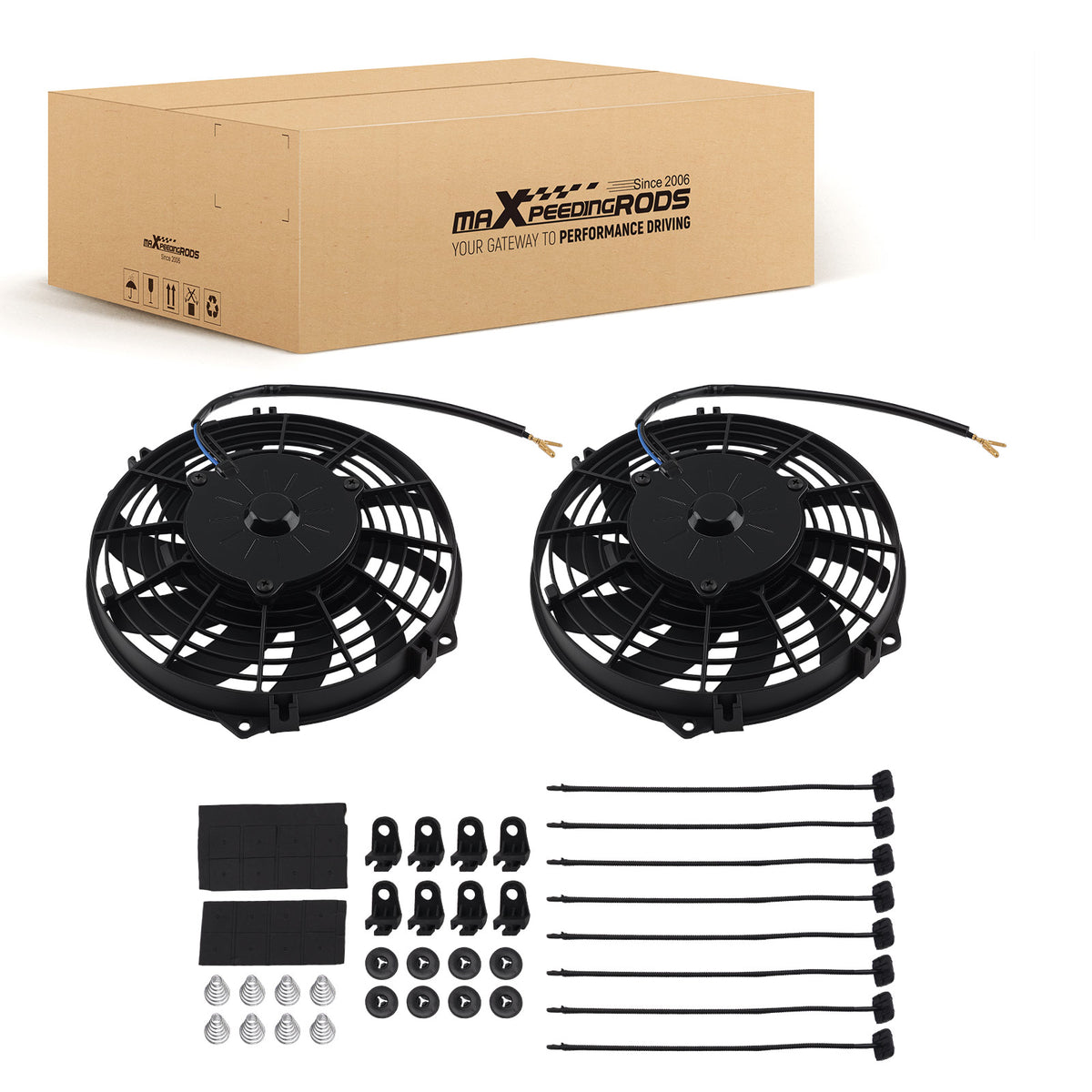 80W Cooling Fan Assembly 9 IN 12V Universal Electric Radiator PerFormance
