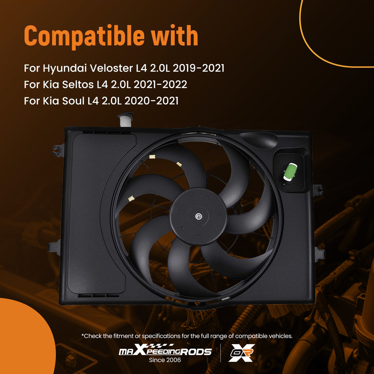 Radiator Cooling Fan compatible For Kia Soul L4 2.0L 2020-2021  17091040 25380J3140