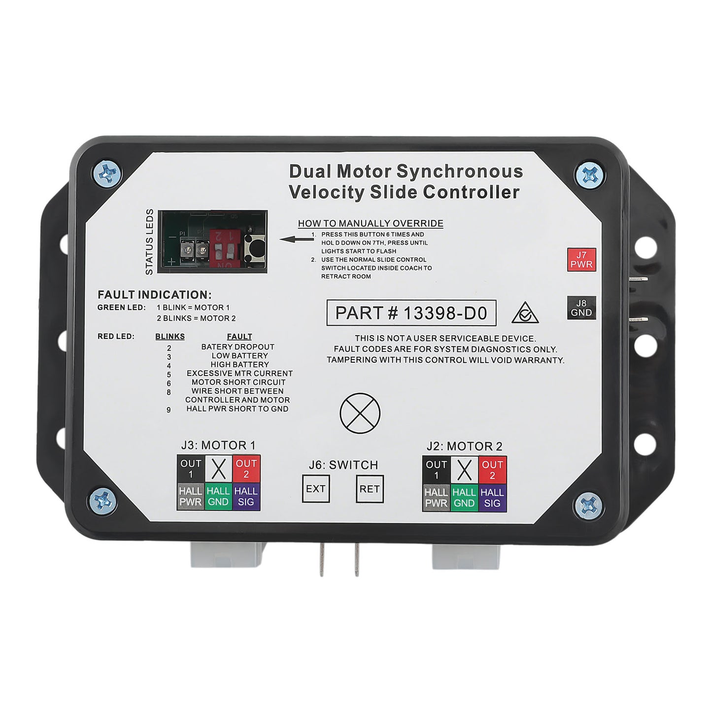 Dual Motor RV Slide Controller For Lippert V-Compatible For Sync II In-Wall Slide-Outs 12V