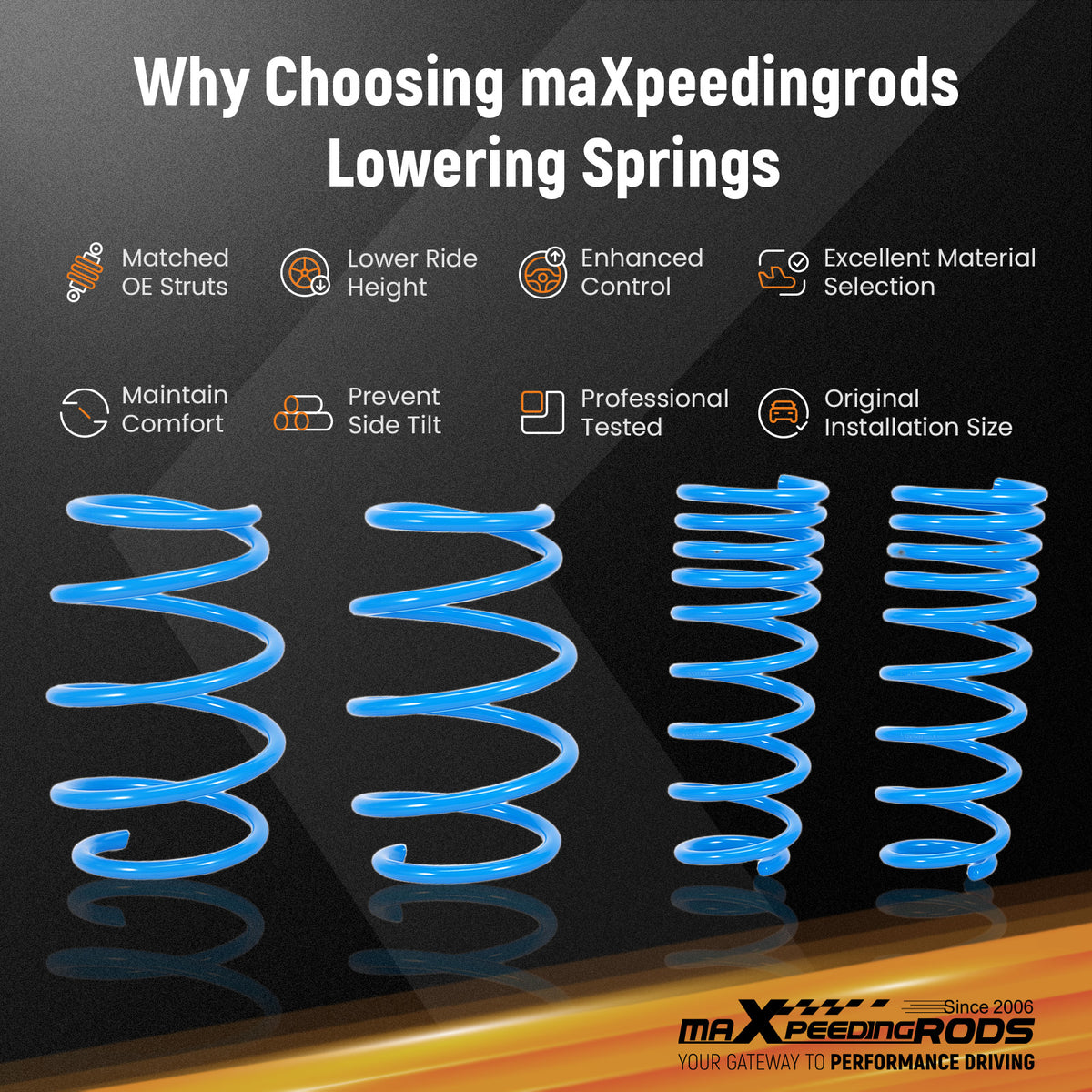Racing Lowering Springs Drops 2 compatible For Toyota Corolla 2014-2019