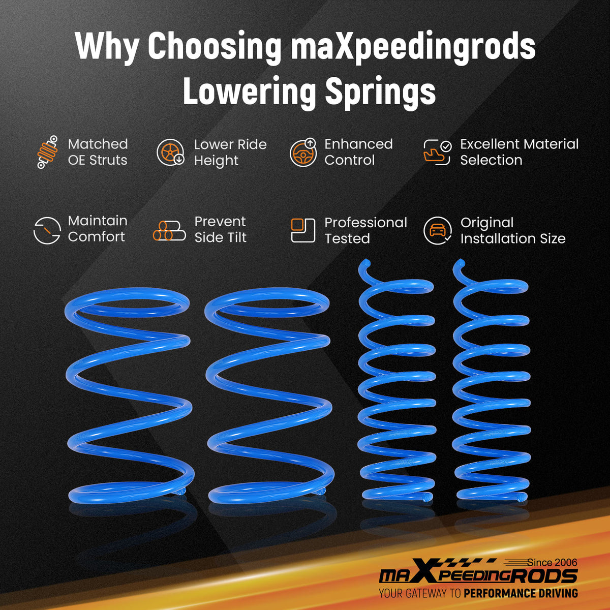 Lowering Springs Set New 4pcs For 08-16 compatible For Mitsubishi Lancer