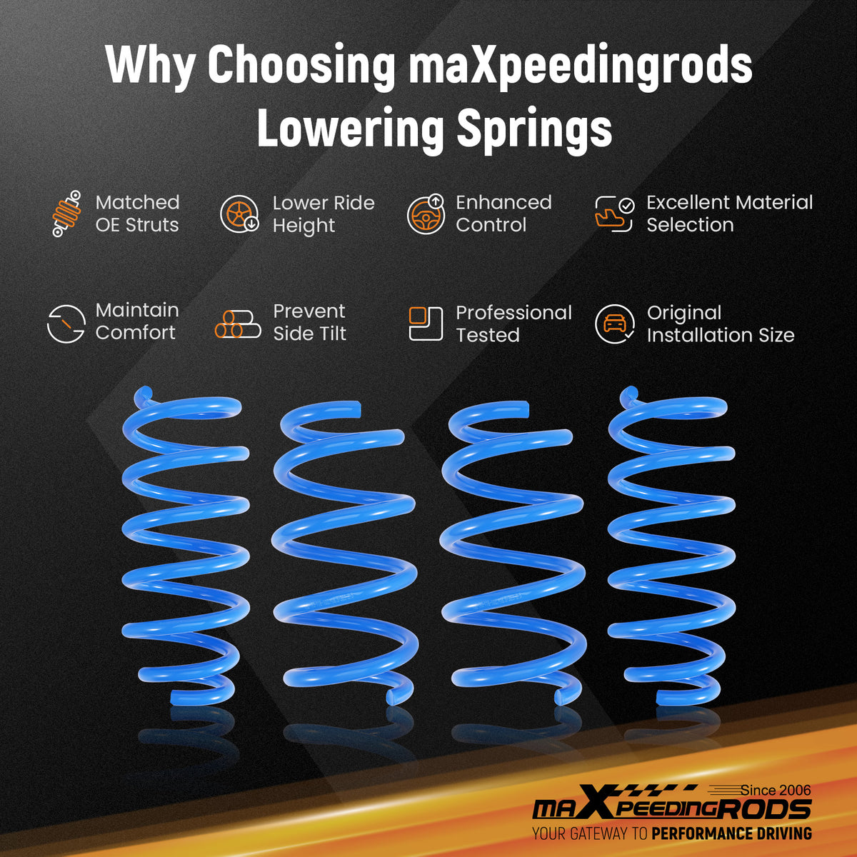 Lowering Springs Kit For 2017-2026 compatible For Tesla Model 3 PerFormance AWD