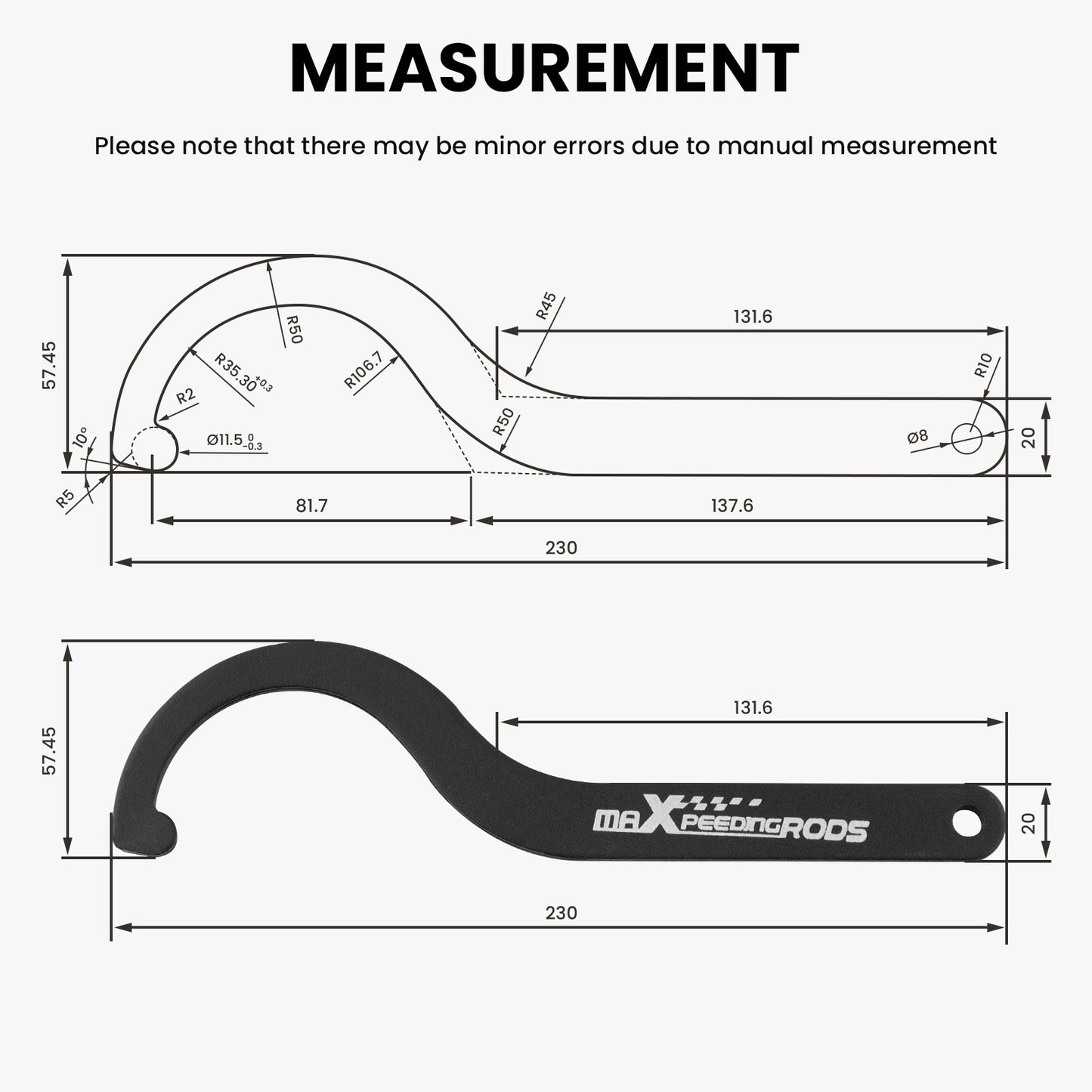 2pcs Steel Coilover C Spanner Wrench Sleeve Adjustment Tool Coil Over Spring lowering kit