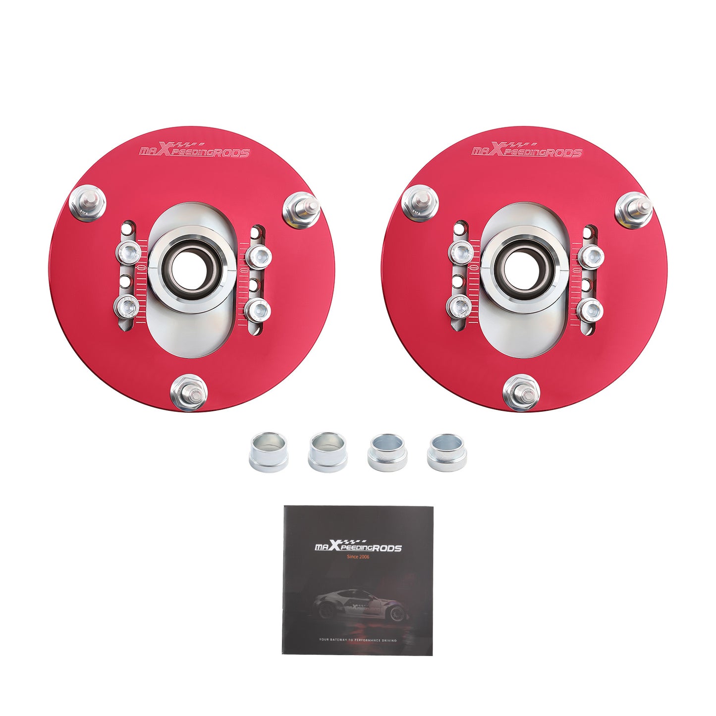 Compatible For BMW E46 98-05 316 320 323 325 328 M3 Front Red Camber Plate Top Upper Mount