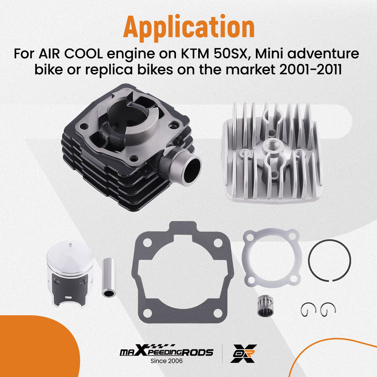 Air Cool Engine Cylinder Piston Kit compatible For KTM 50 SX 50SX Junior Pro compatible For Mini SX compatible For Mini