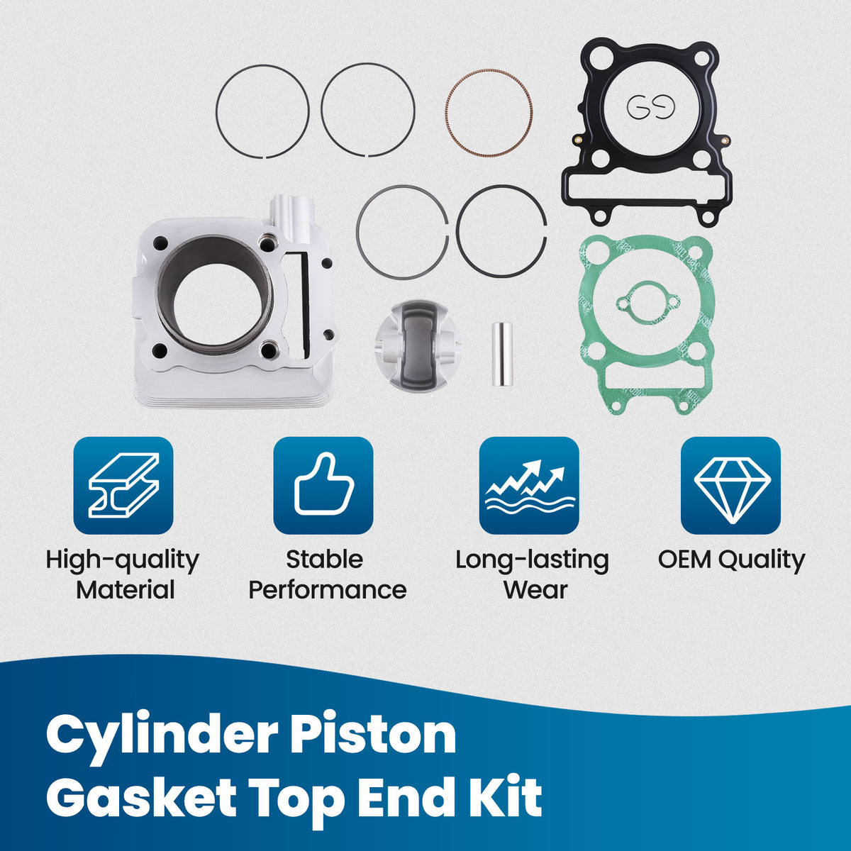 Cylinder w/ New PistonTop End Kit compatible For Yamaha YFM 250 Raptor YFM250R 08-13
