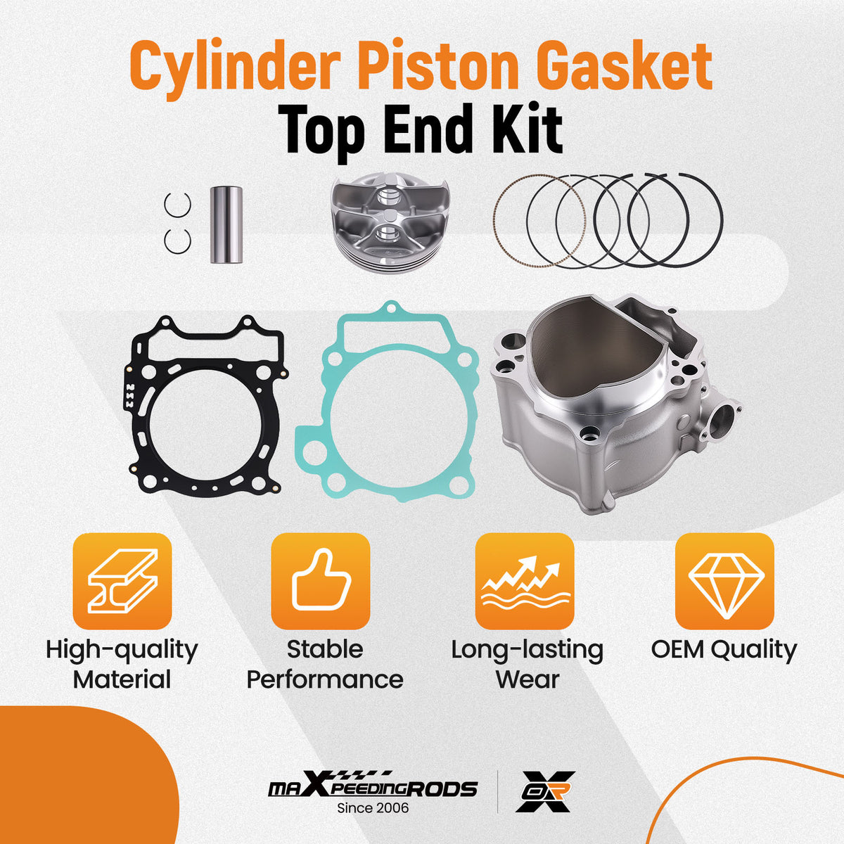 Cylinder Piston Gasket Top End Rebuild Kit Compatible For Yamaha YFZ450R 95mm 2009-2021
