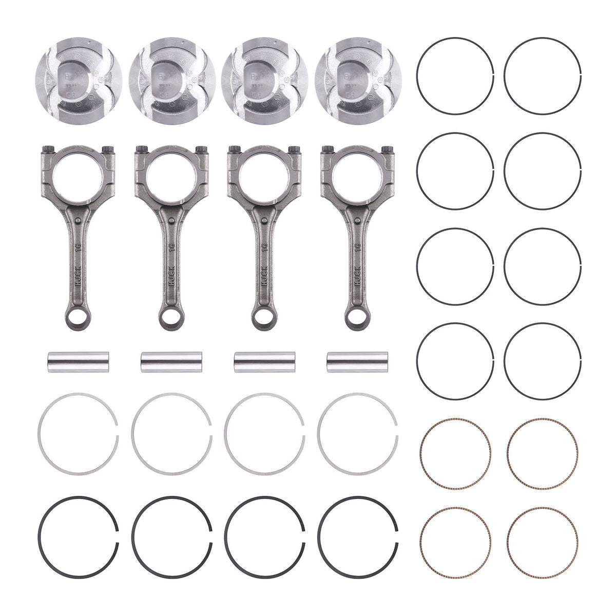 4 Pcs Connecting Rod Piston For 2012-2015 2016 compatible For Hyundai Accent compatible For Kia Rio 1.6L DOHC