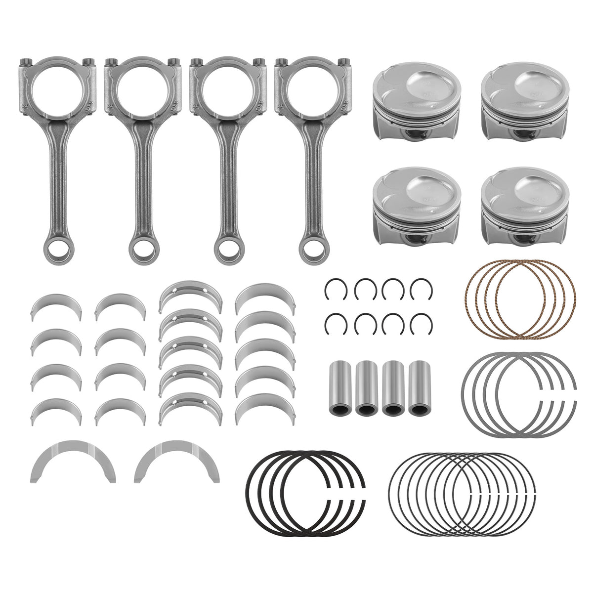 Engine Piston Kit Connecting Rod Main Bearings compatible For Hyundai Kia 2.0L 2014-2018