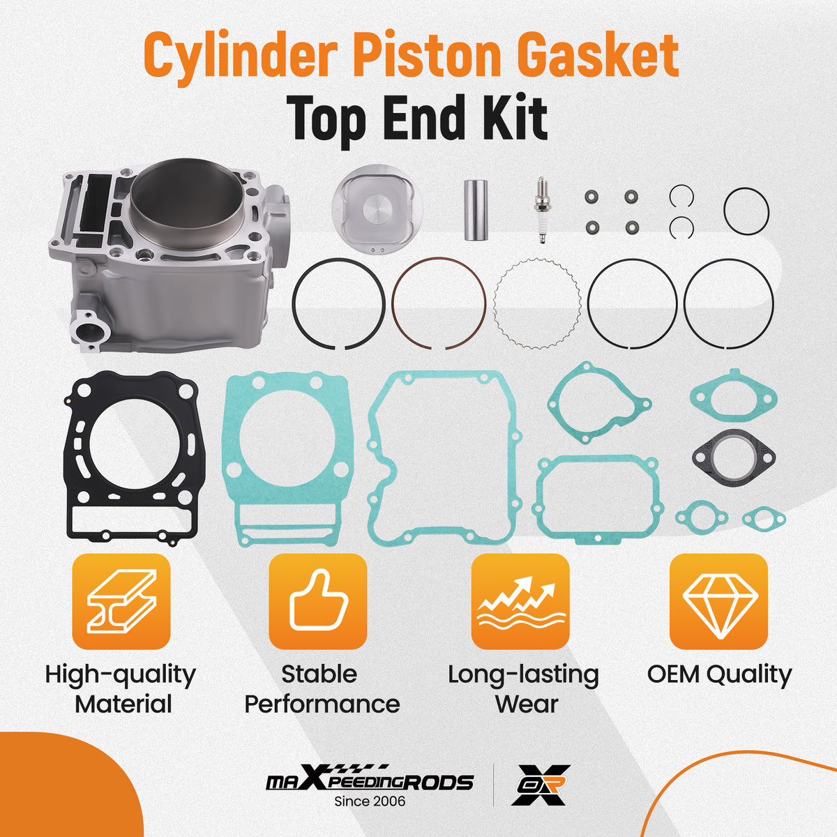 Engine Cylinder Kit compatible For Polaris Sportsman 500 1996-2013 Piston Gasket 3087224