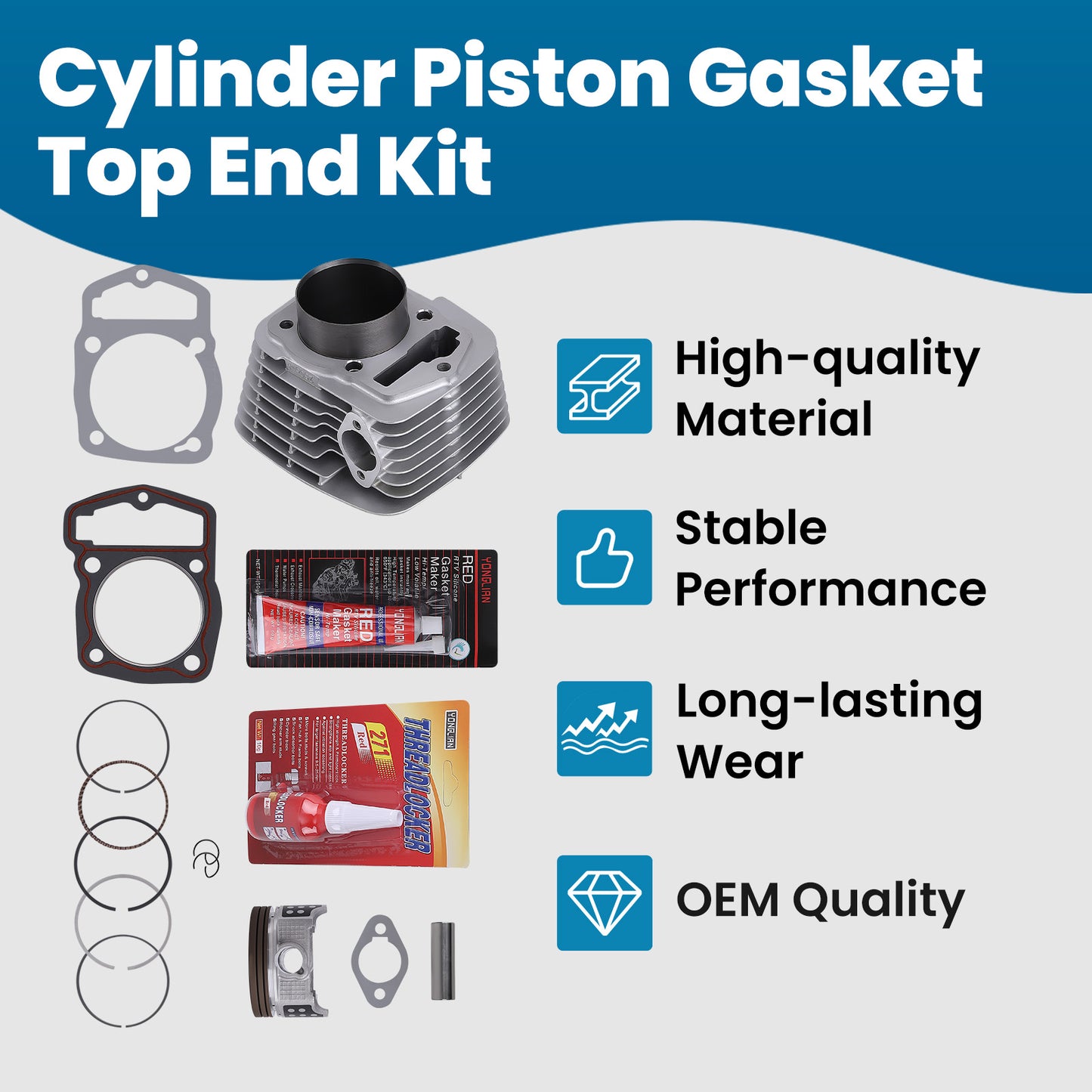 Cylinder Piston Gasket Top End Kit For 2003-2019 compatible For Honda CRF230F CRF230L CRF230M