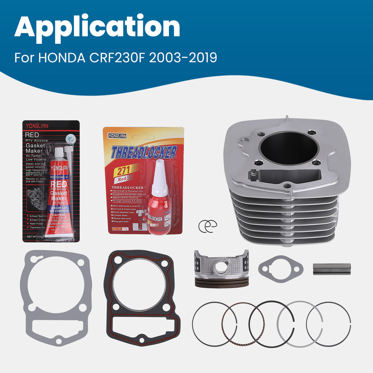 Cylinder Piston Gasket Top End Kit For 2003-2019 compatible For Honda CRF230F CRF230L CRF230M