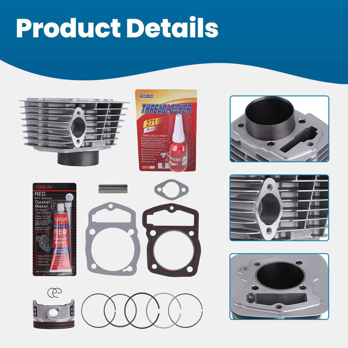 Cylinder Piston Gasket Top End Kit For 2003-2019 compatible For Honda CRF230F CRF230L CRF230M