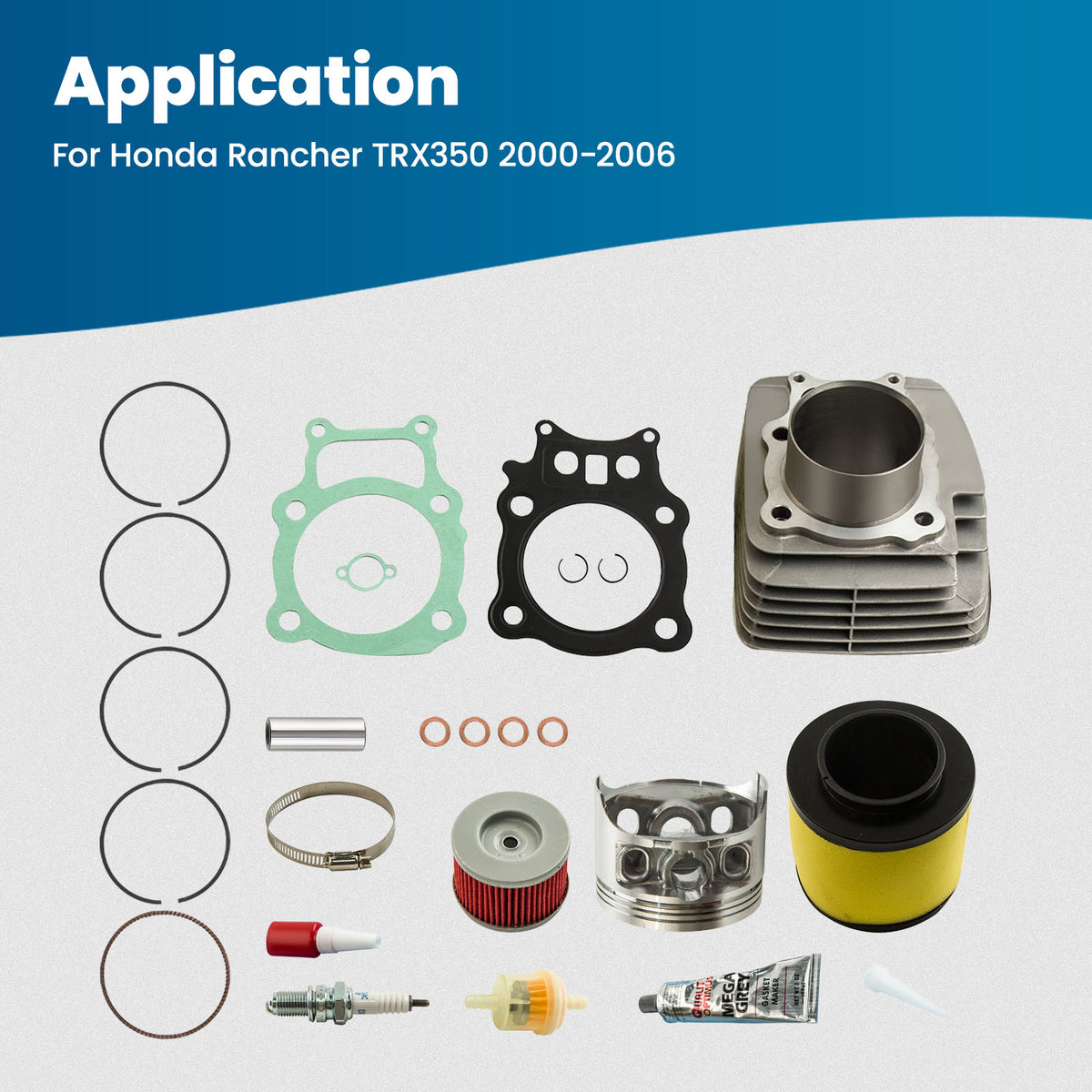 Cylinder Piston Gasket Top End Rebuild Kit compatible For Honda Rancher TRX350 00-06 New