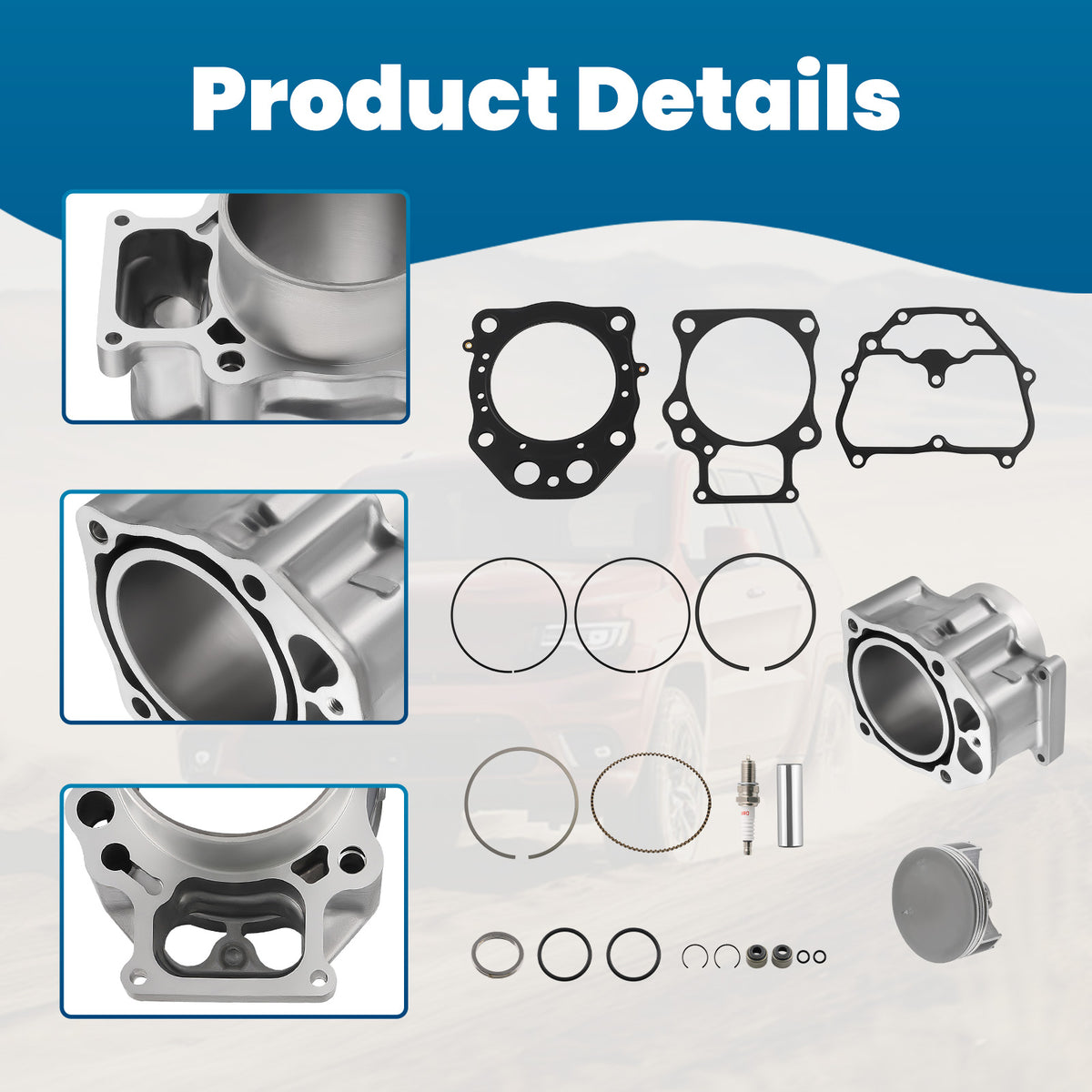 Cylinder Piston Rings Gasket Top End Rebuild Kit compatible For Honda Foreman TRX520 20-24
