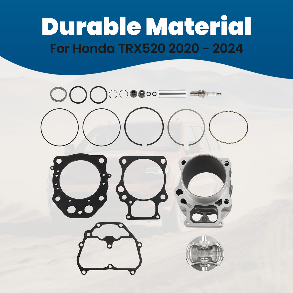 Cylinder Piston Rings Gasket Top End Rebuild Kit compatible For Honda Foreman TRX520 20-24