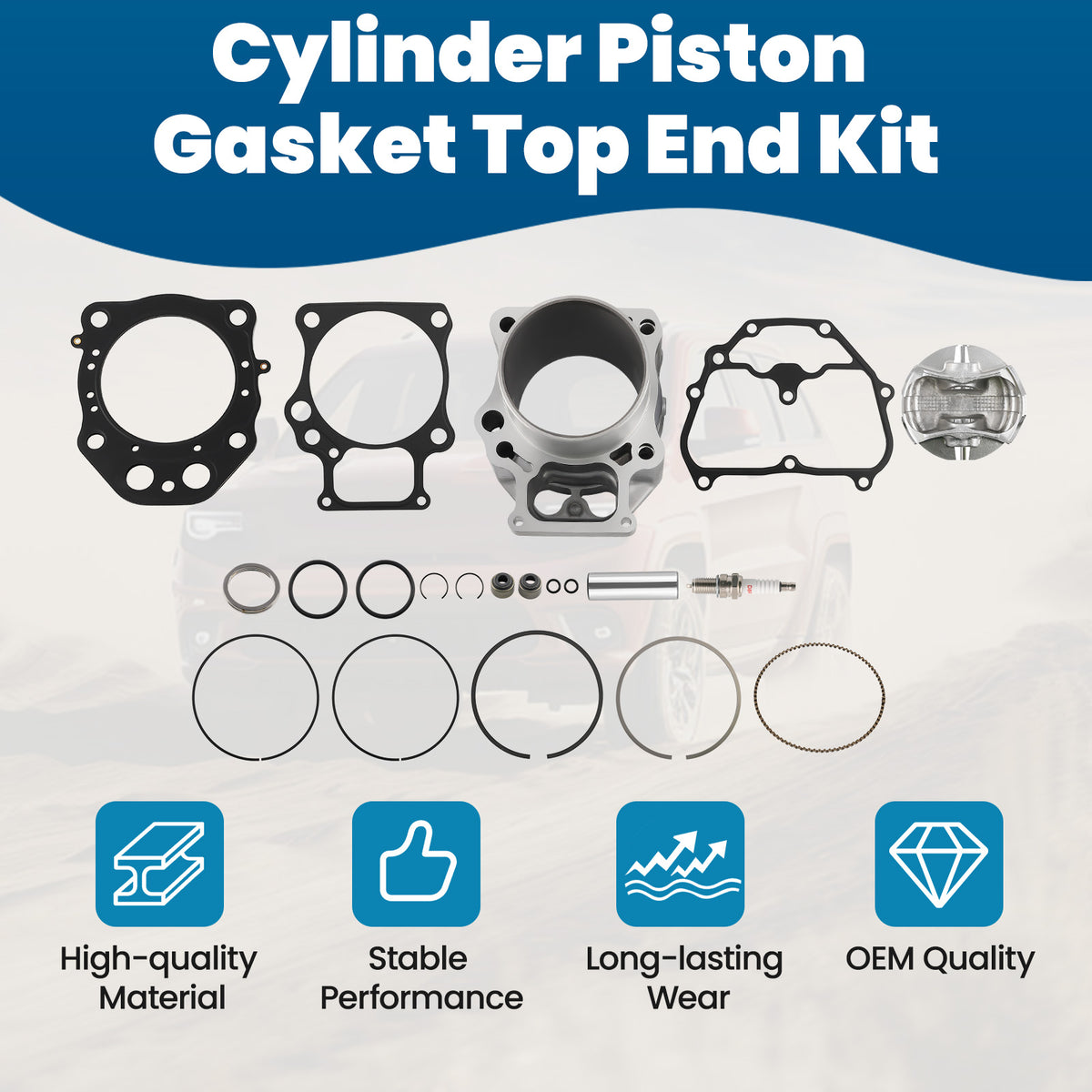 Cylinder Piston Rings Gasket Top End Rebuild Kit compatible For Honda Foreman TRX520 20-24