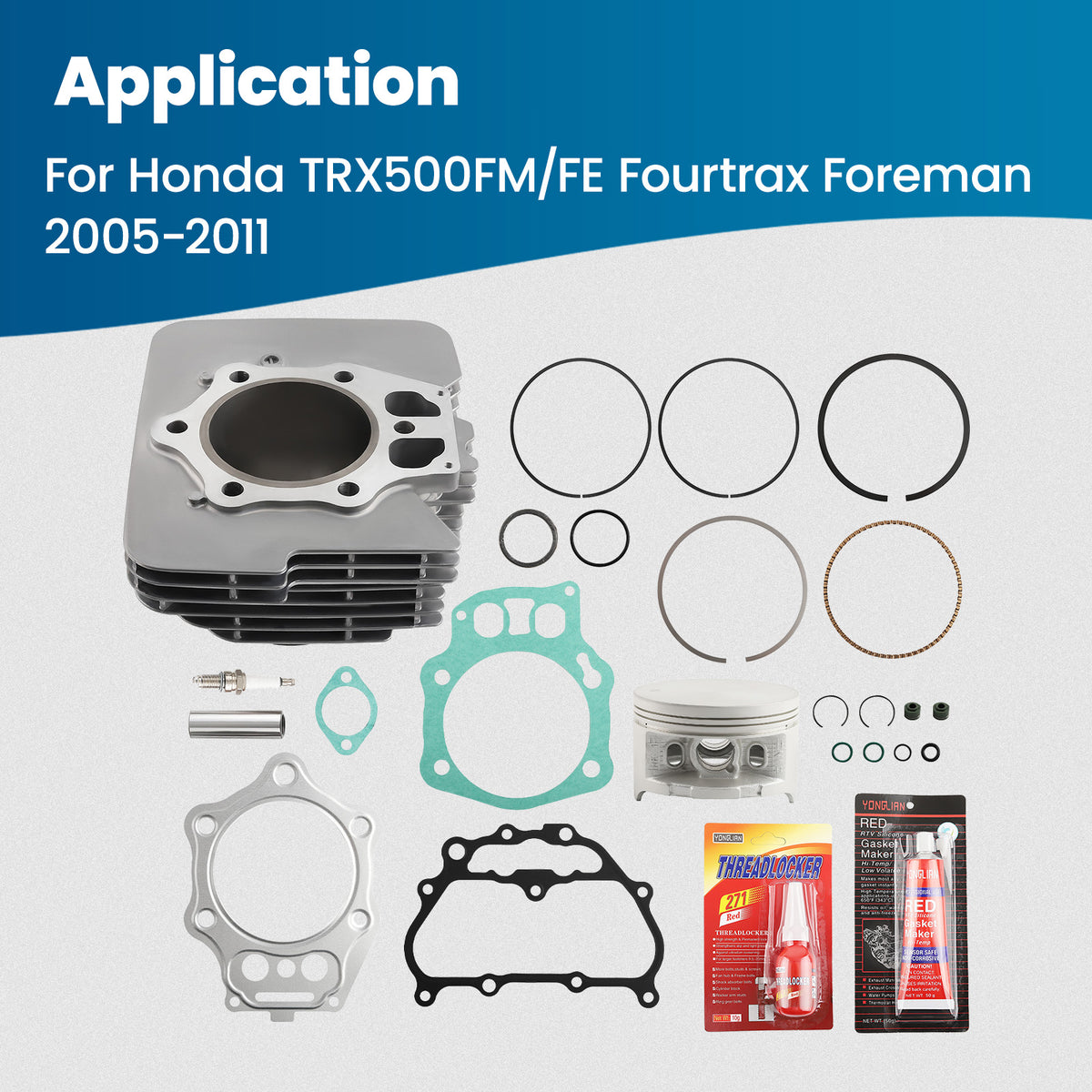 Cylinder Piston Gaskets Top End Rebuild Kit compatible For Honda Foreman 500 TRX500 05-11