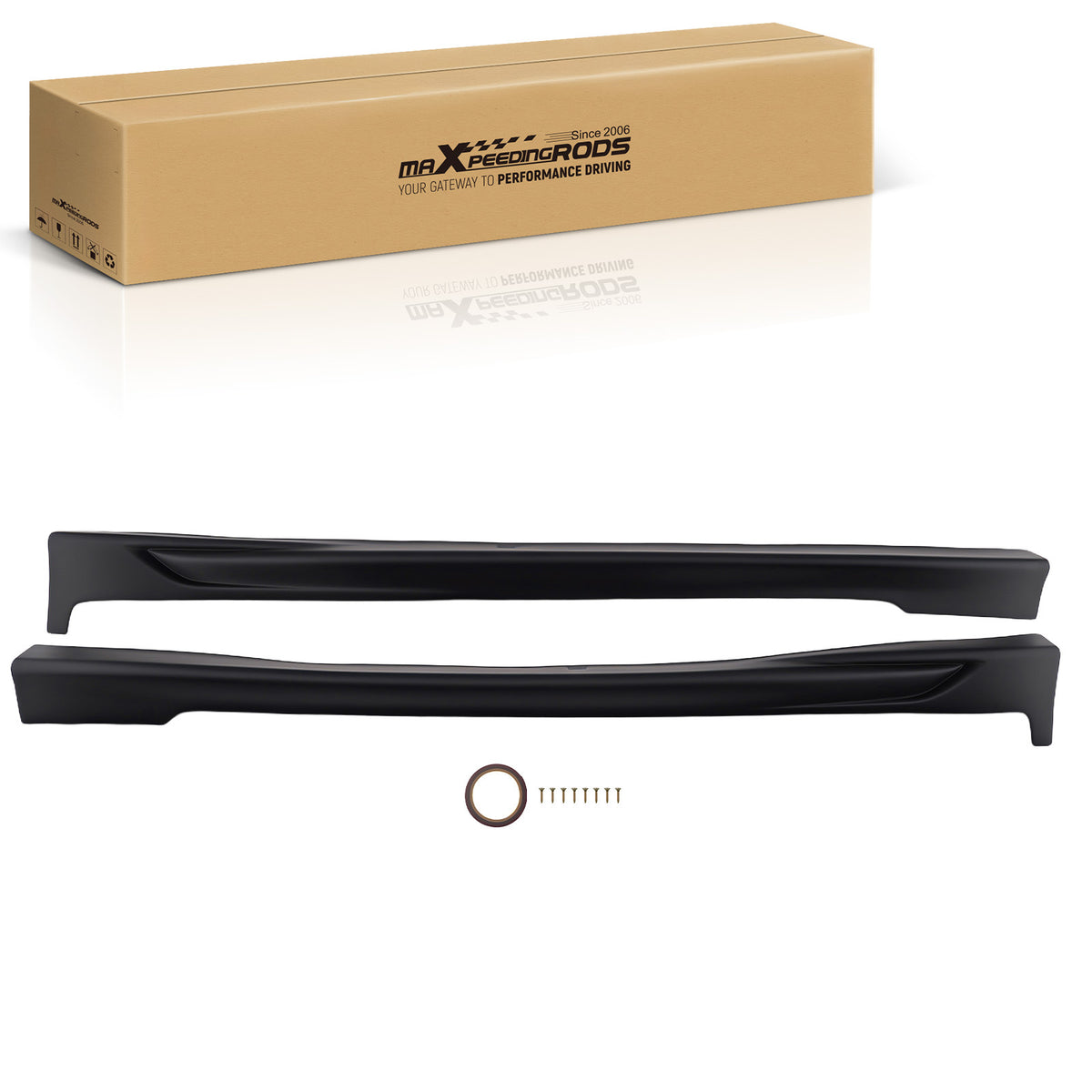ABS Plastic Side Skirt Kit compatible For Infiniti Q50 2014-2023 Matte Black Extension Lip
