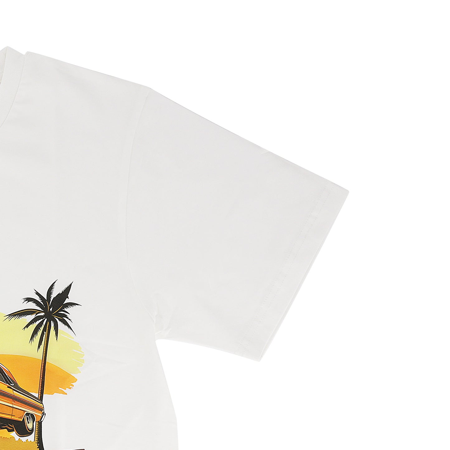 Beach Scene Lowrider Jumping Car Art Mens T-Shirt Breathable Oversized Streetwear Top, Size S