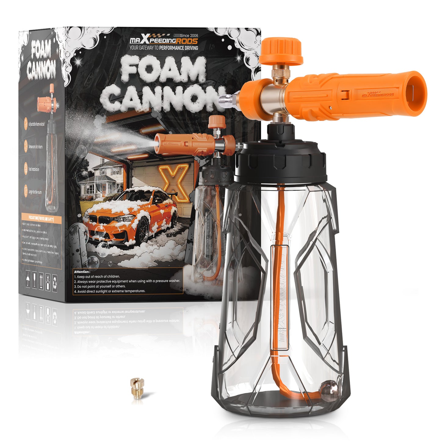 Wide Mouth Foam Cannon for Pressure Washer with 1/4 Quick Connect, 1.15/1.25mm Nozzle