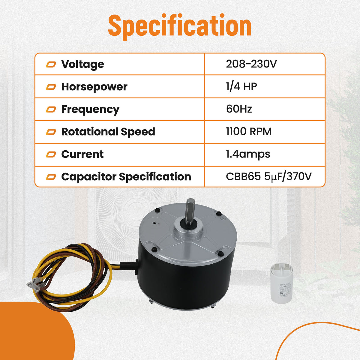 Condenser Motor For Carrier HC39GE237 HC39GE237A Dayton 6DLL0 1.4 Amps 1100 RPM