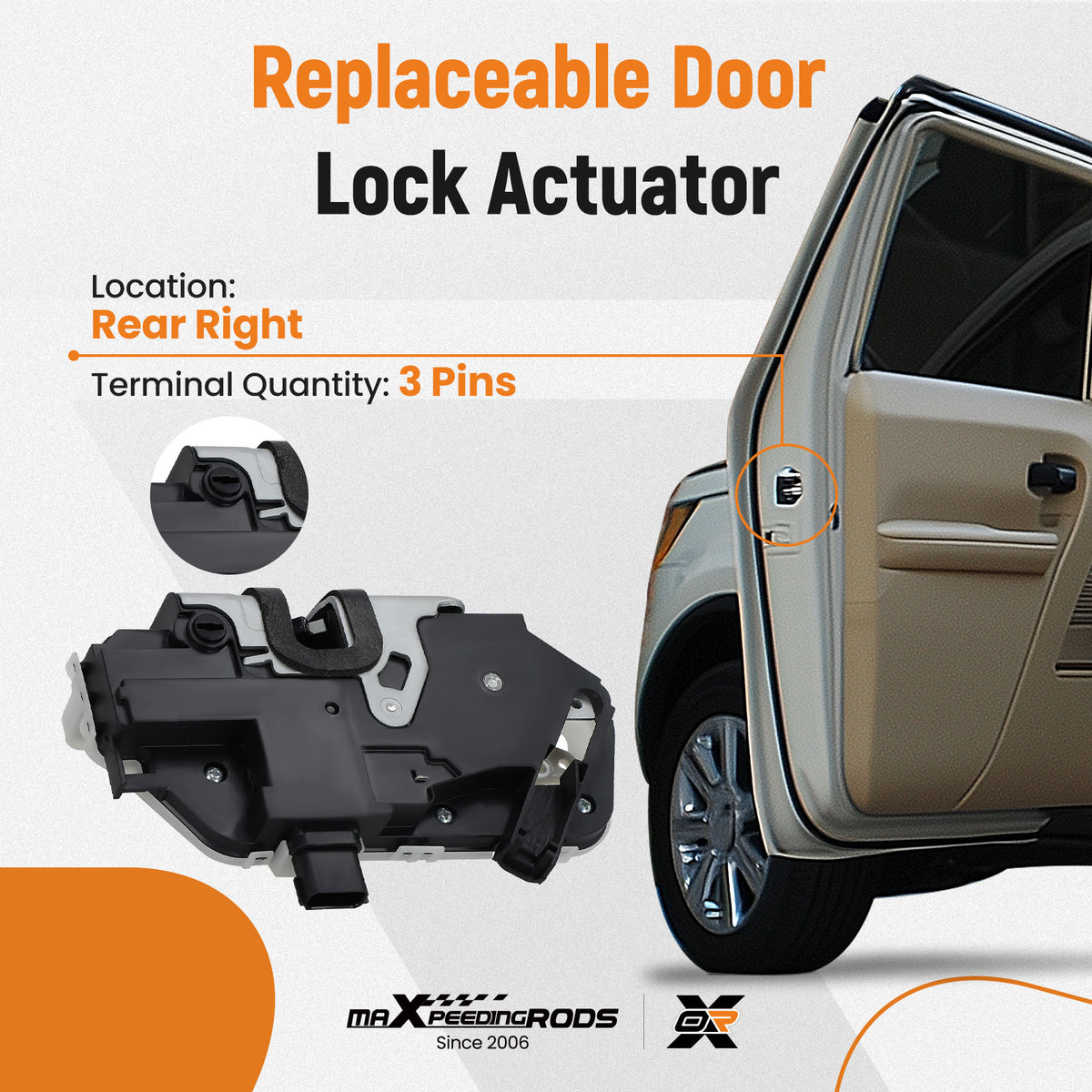Door Lock Latch Actuator compatible For Ford F-150 2009-2014 Rear RH Passenger Side