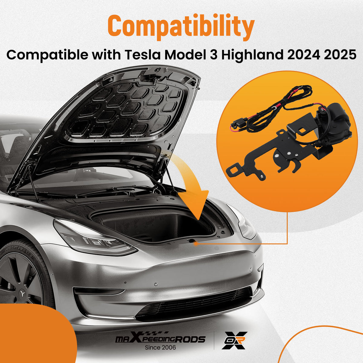 Auto Close Frunk Kit compatible For Tesla Model 3 Highland 2024-2025 Power Lock