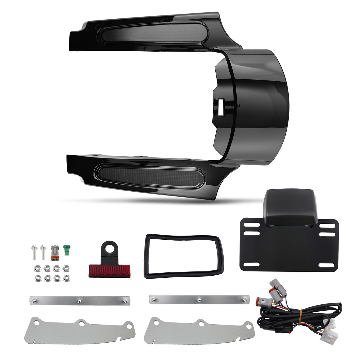 Black ABS Rear Mud Flaps compatible For Harley Road King/Street Glide 2009-2013 Smoke