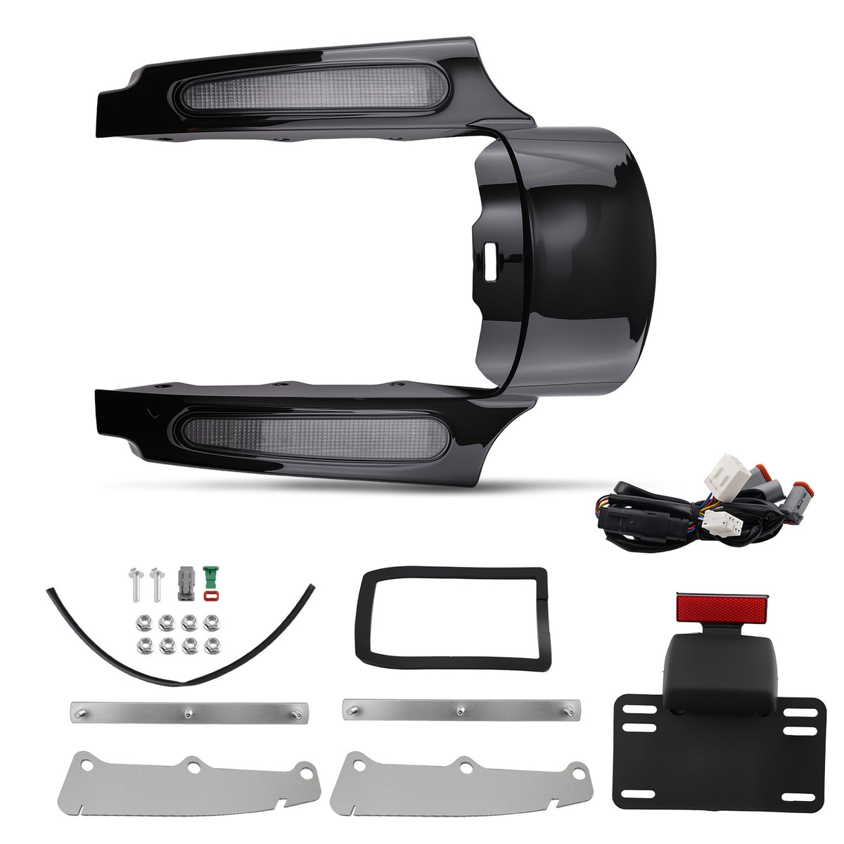 ABS Mud Flaps compatible For Harley CVO Ultra Classic FLHTCUSE4 2009-2013 Rear LED