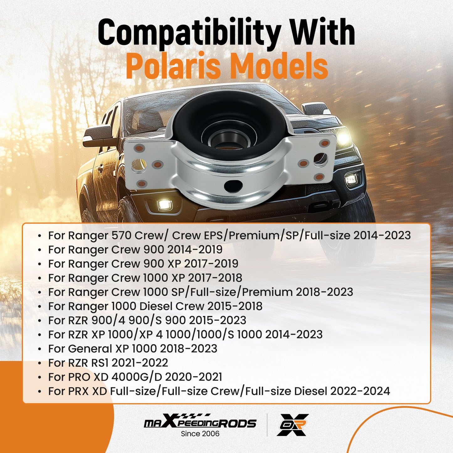 Driveshaft Center Bearing compatible for Polaris RZR 900 / 4 900 / S 900 2015-2023 3514806