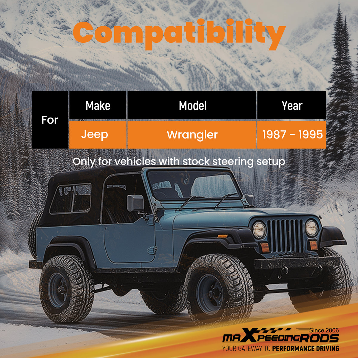 Dual Steering Stabilizer compatible For Jeep Wrangler YJ 4WD 1987-1995 Fit 4-6.5'' Lift Kit