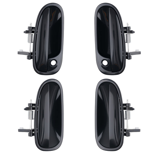 Black Door Handle Front Left Rear compatible for Honda Civic 96-00 HO1520101 4Pcs