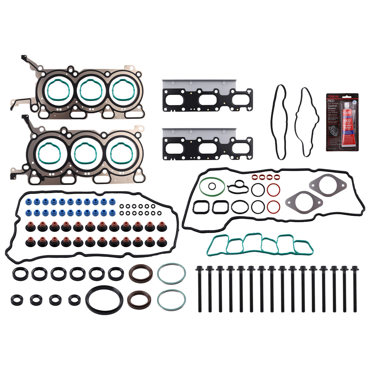 Head Gasket Set Head w/Bolts For 11-19 compatible For Ford Edge Explorer Taurus Flex 3.5L V6