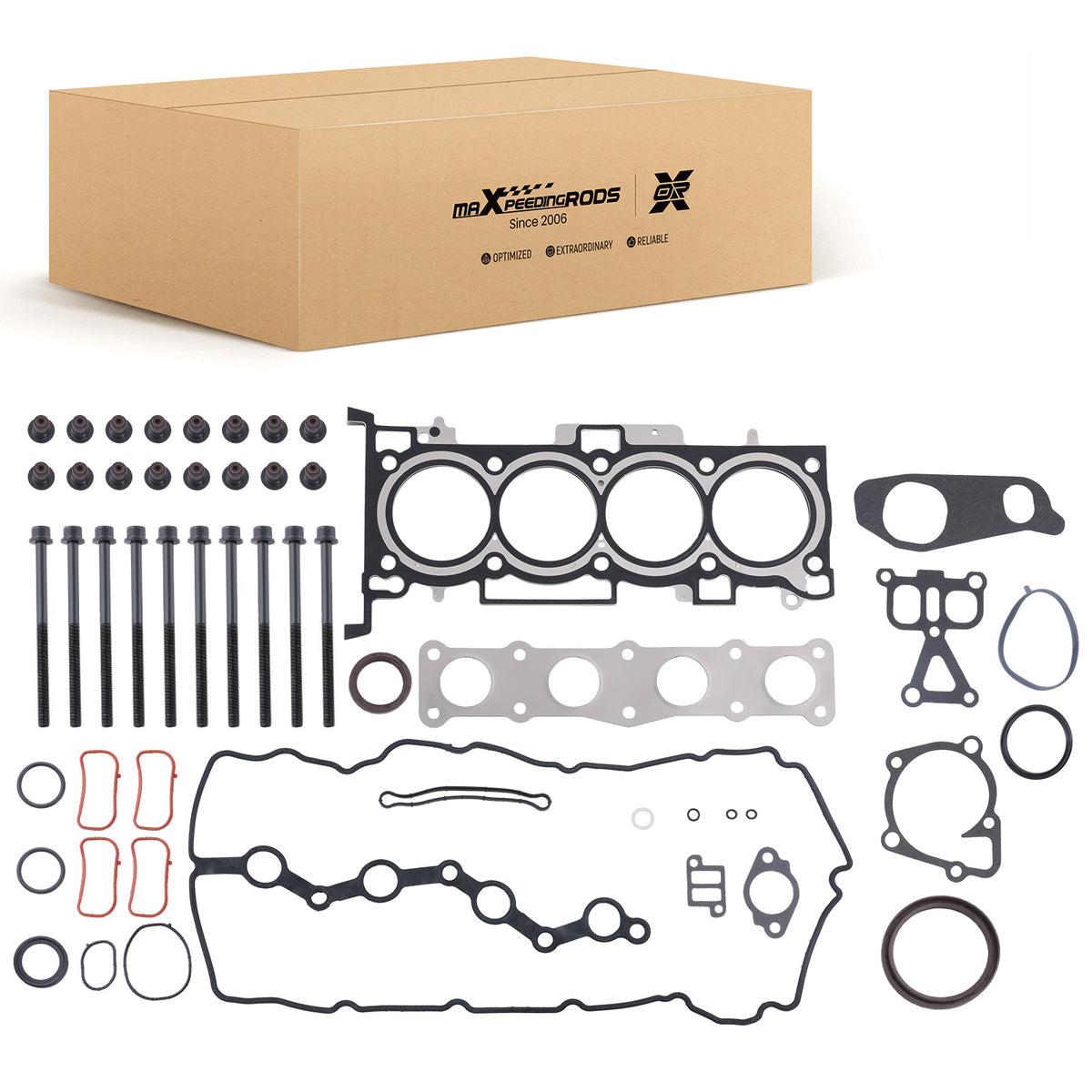 New G4KH Engine Overhaul Gasket Kit w/ Head Bolts compatible For Hyundai Kia 2.0T 2012-2020