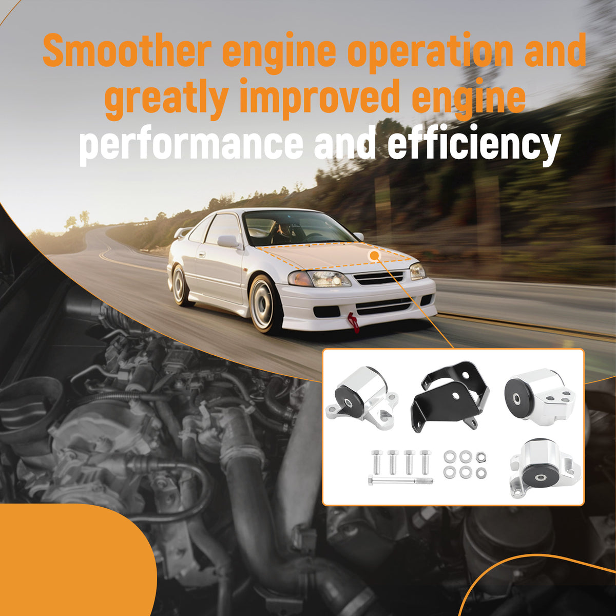 Billet 3 Bolt Engine Swap Mount Kit compatible For Honda Civic EK B/D Series 1996 1997-2000