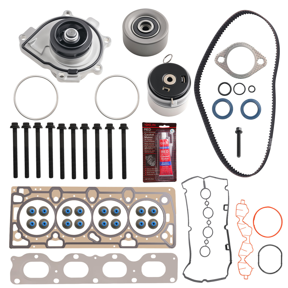 Engine Rebuild Kit w/ Timing Belt Water Pump compatible For Chevrolet Aveo/Aveo5 1.6L 09-11