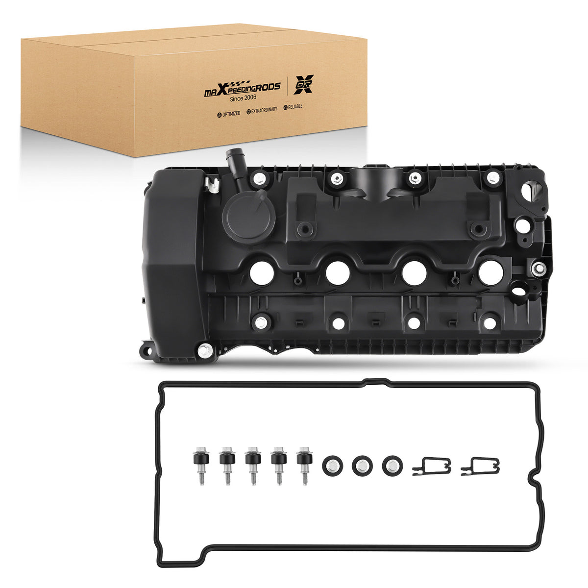 Left Engine Valve Cover w/Gasket Kit compatible For BMW 545i 550i 745i 750i X5 2002-2010