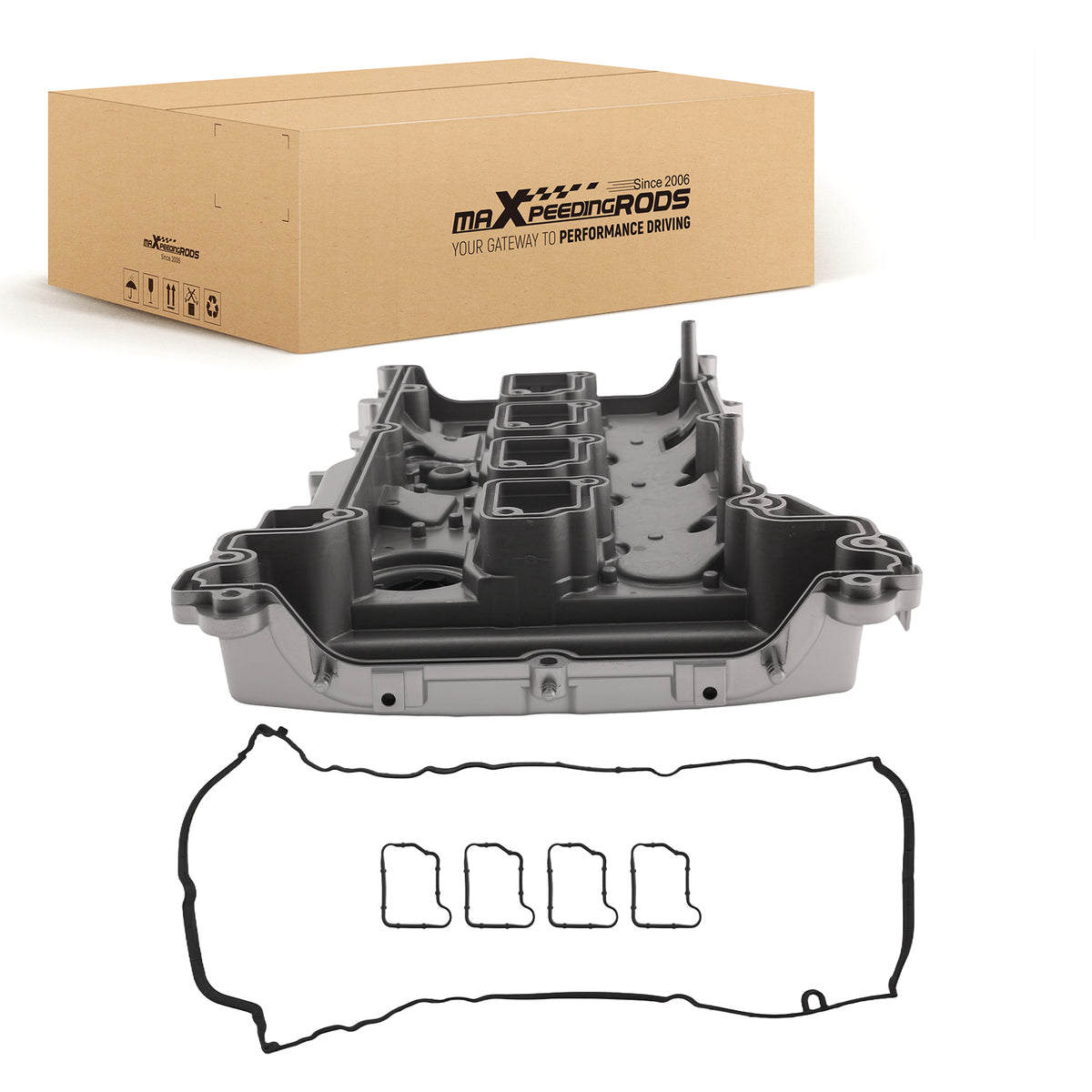 Aluminum Engine Valve Cover compatible For Mercedes-Benz C180 C200 2011-2014 Black