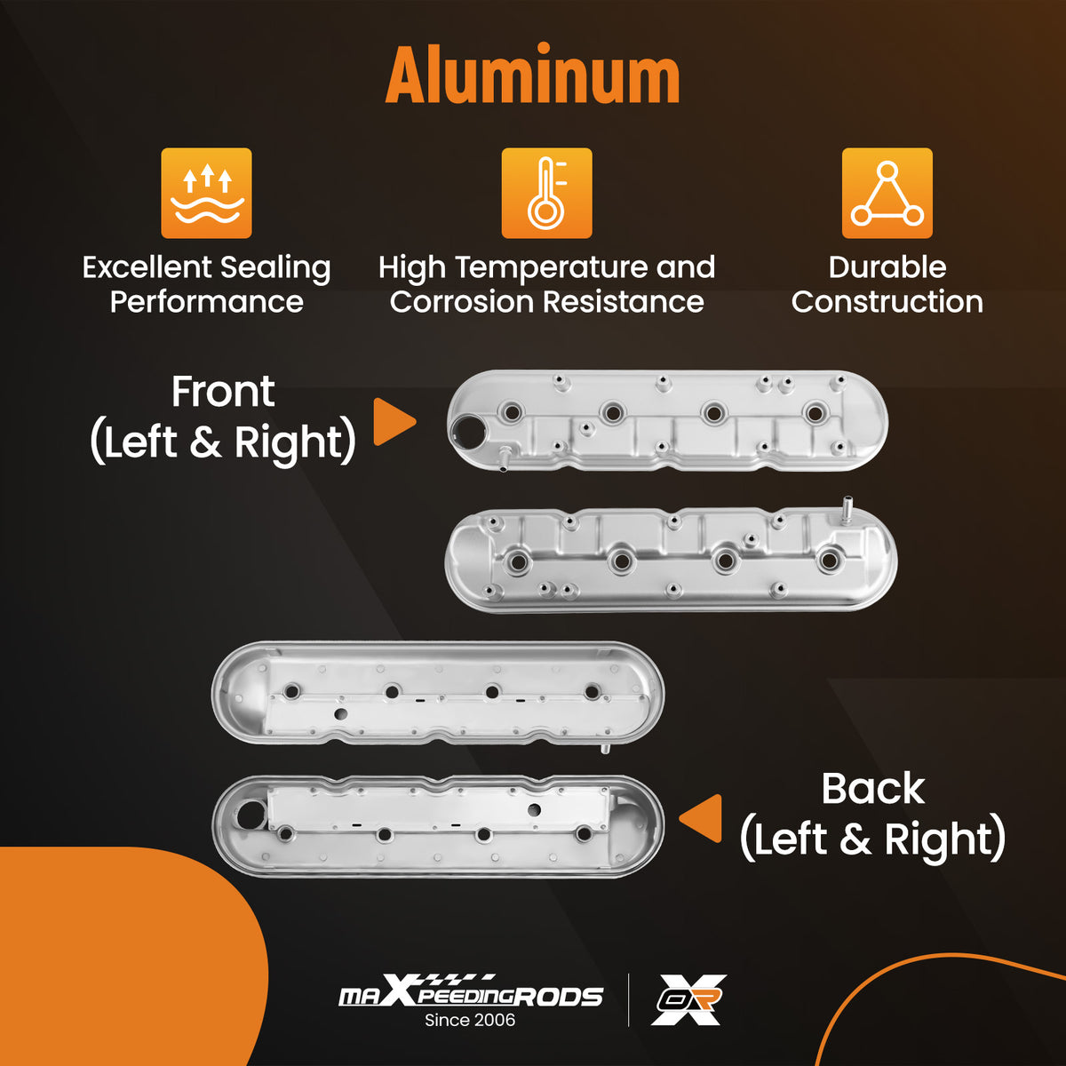 Upgraded Aluminum Valve Cover Set compatible For Chevrolet Corvette ZR1 6.2L compatible For V8 2009-2013