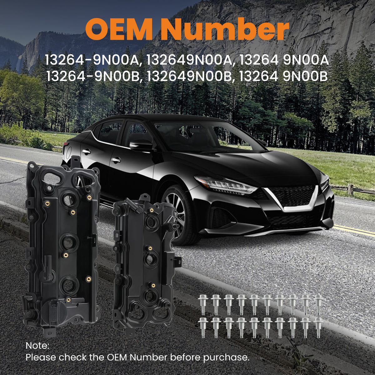 2pc Valve Covers Set w/ Gasket compatible For Nissan Maxima 2009-2020  Murano 3.5L 2015-2020