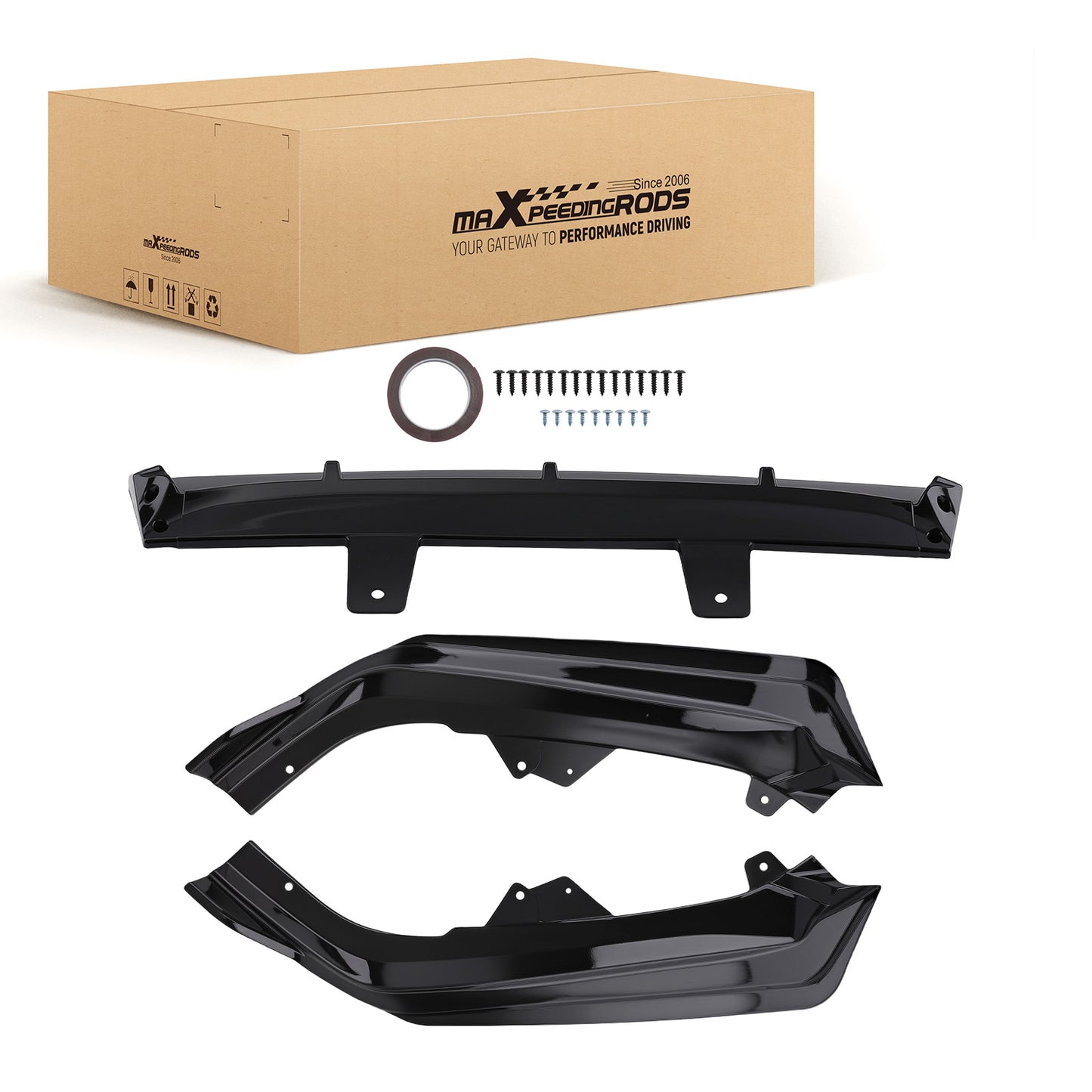 Black Plastic Lip Kit compatible For Honda Accord 2021 2022 Front Lower Bumper