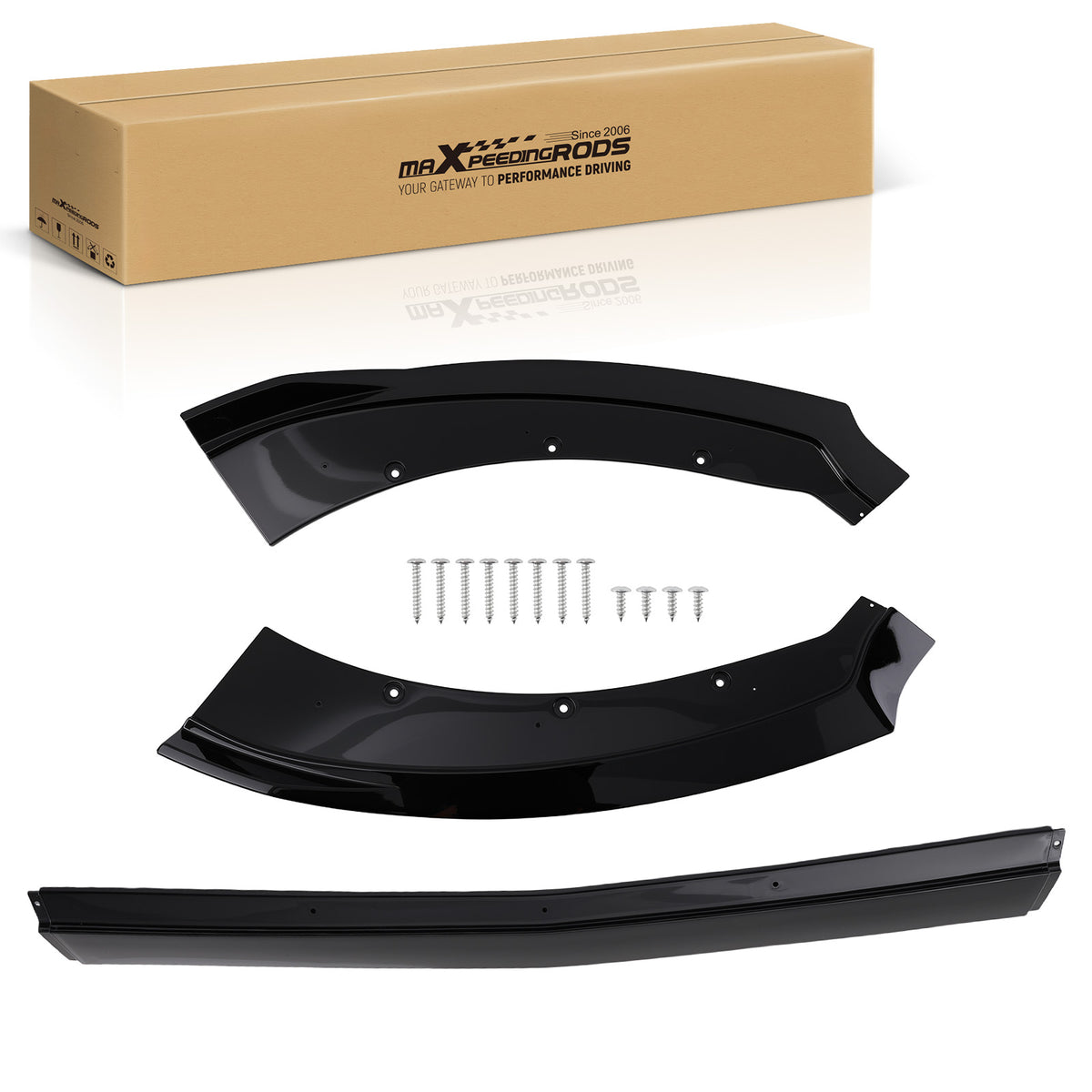 Gloss Black Bumper Kit compatible For Ford Mustang 2015-17 Front Lip Spoiler Lower Plastic