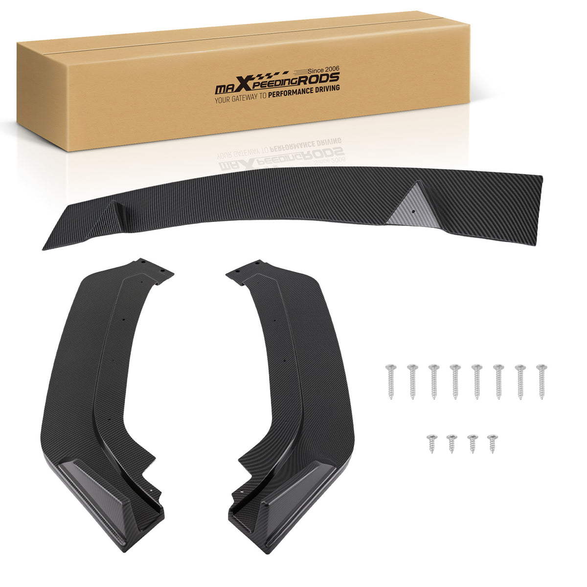 3PCS Front Kit Body Spoiler compatible For Infiniti Q60 2017-2022 Carbon Look Lower