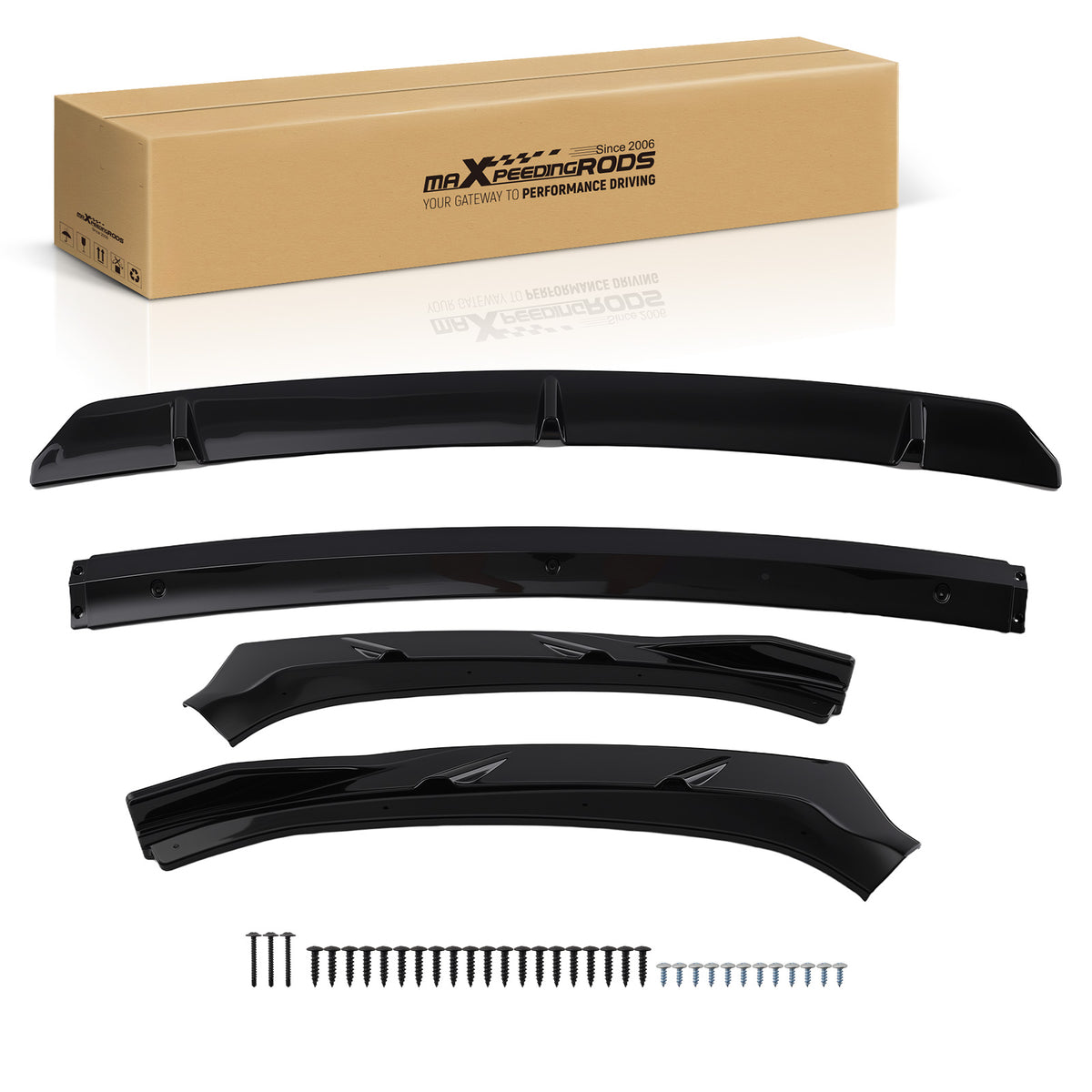 4-Piece Front Bumper Lip Kit compatible For KIA K5 2021-2024 Gloss Black Plastic Splitter